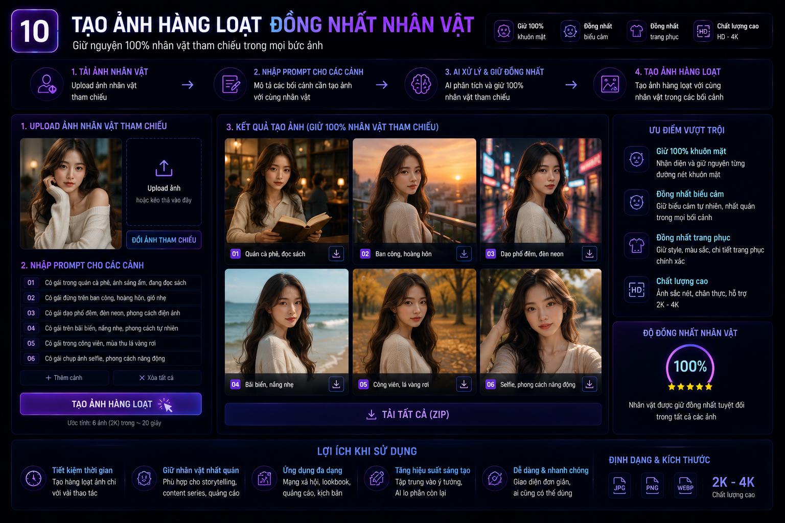 Tạo Ảnh Hàng Loạt Đồng Nhất Nhân Vật