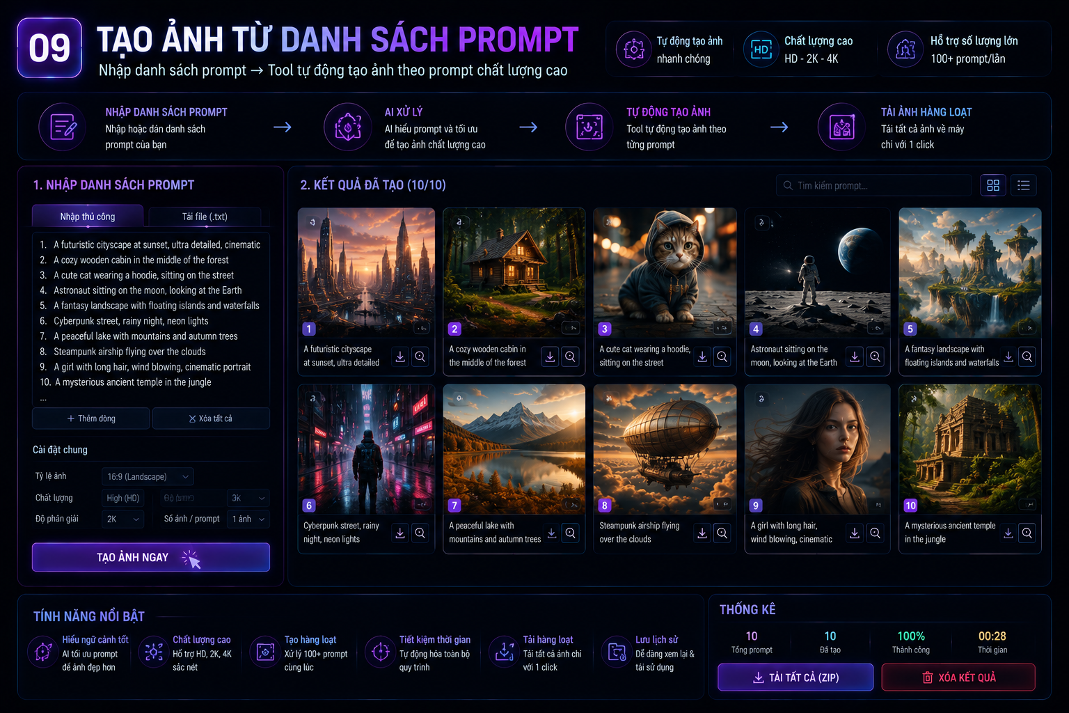 Tạo Ảnh Từ Danh Sách Prompt